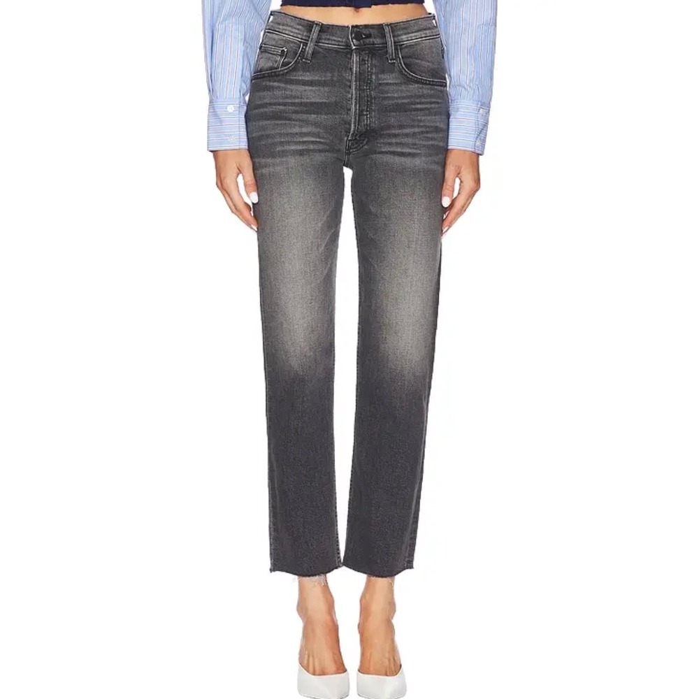 NWOT MOTHER‎ The Tomcat Ankle Fray Jeans Womens Size 30 Grey Wash Straight Leg